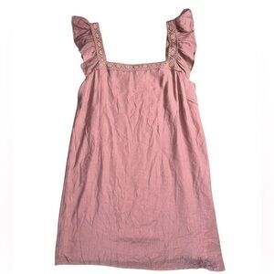 Lulus Country Charm Mauve Ruffled Mini Shift Dress Size Small Boho Preppy Spring